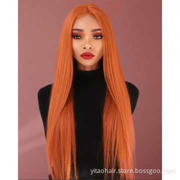 Wholesale Quality Factory Price Long Straight Wig Pastel Color Cosplay Halloween Lolita Synthetic Hair Orange Straight Wigs